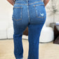 Judy Blue Full Size Mid Rise Distressed Raw Hem Jeans