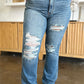 Judy Blue Full Size Distressed Raw Hem Bootcut Jeans