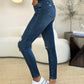 Judy Blue Full Size Mid Waist Distressed Slim Jeans