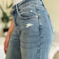 Judy Blue Full Size Mid Rise Distressed Straight Jeans