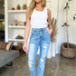 Judy Blue Full Size Distressed Straight Jeans with Patch Pockets