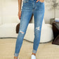 Judy Blue Full Size Mid Rise Destroy & Cuff Skinny Jeans