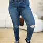 Judy Blue Full Size Mid Waist Distressed Slim Jeans