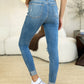 Judy Blue Full Size Mid Rise Destroy & Cuff Skinny Jeans